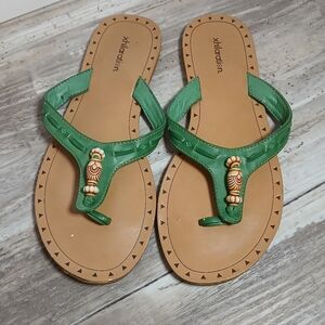Xhilaration Beaded Thong Sandals – Green Straps – Women’s Size 5
